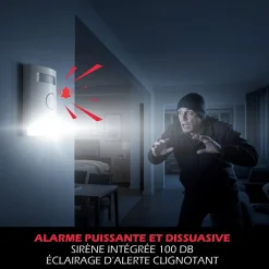 Kit Alarme autonome détection de mouvement Eclairage alerte détecteur ouverture et télécommande
