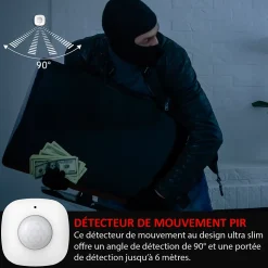 Kit Alarme Évolutif 868 Mhz connecté Wifi 2,4Ghz avec Sirène 90dB Flash LED intégré