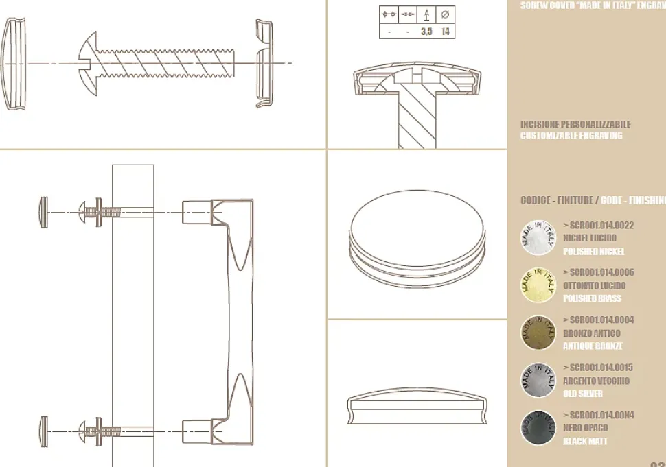 1 Kit composés de 50 cache-vis bronze antique