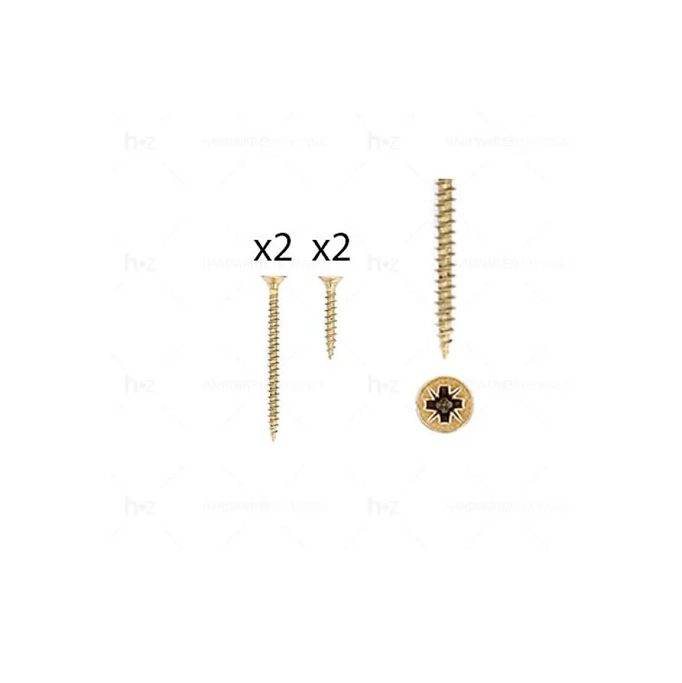 1 kit composés de 2 vis 4x25 mm + 2 vis 4x50 mm Patine royale en or ivoire, Lot de 6