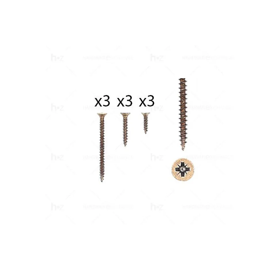 1 kit composés de 3 vis 35x16 + 3 vis 4x25 + 3 vis 4x50 Florence antique Lot de 25