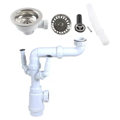 Kit de vidage A manuel évier avec panier acier inoxydable 1 bac