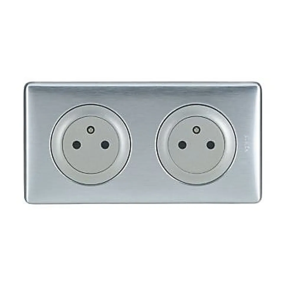Kit double prises avec terre Pré-câblées Legrand Céliane aluminium