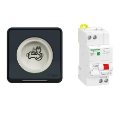 Kit Mureva Styl - Protection + Prise courant 2 pôle+terre renforcée VE IP55 IK08 Gris Schneider Electric