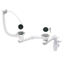 Kit pour évier avec siphon réglable blanc 60mm, bouchon et trop-plein Wirquin