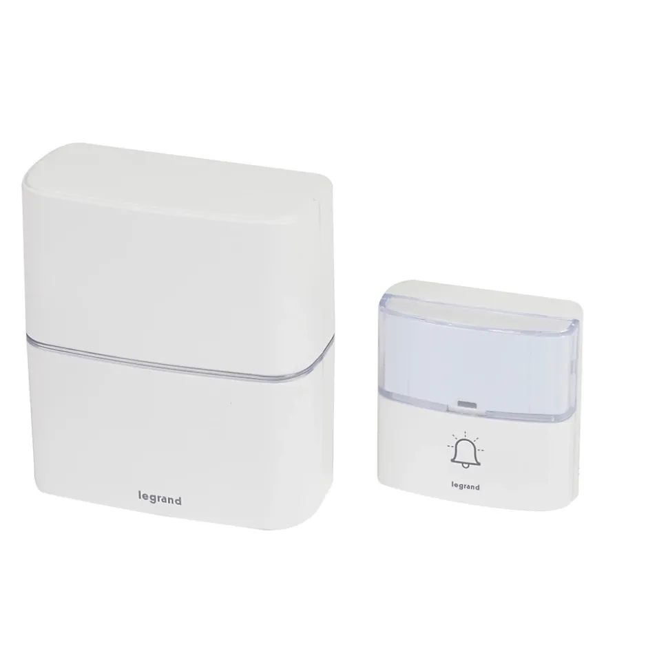 Kit Serénité carillon et sonnette sans fil Legrand 30 mélodies + MP3 alimentation par piles - blanc