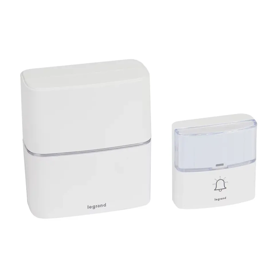 Kit Serénité carillon et sonnette sans fil Legrand 30 mélodies + MP3 alimentation par piles - blanc