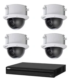 Kit Vidéosurveillance Enregistreur DVR 2 ports HDMI et 4 Caméras Dôme Analogiques HDCVI