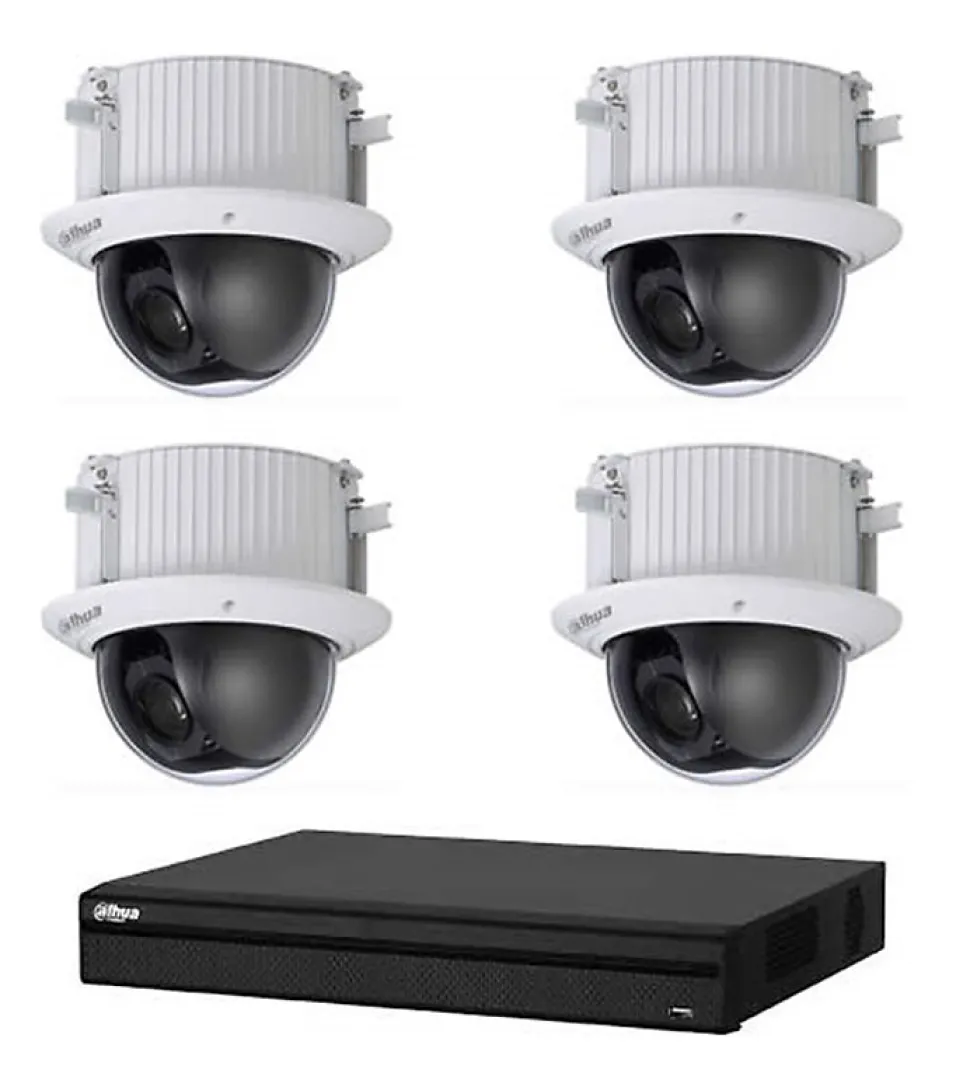 Kit Vidéosurveillance Enregistreur DVR 2 ports HDMI et 4 Caméras Dôme Analogiques HDCVI