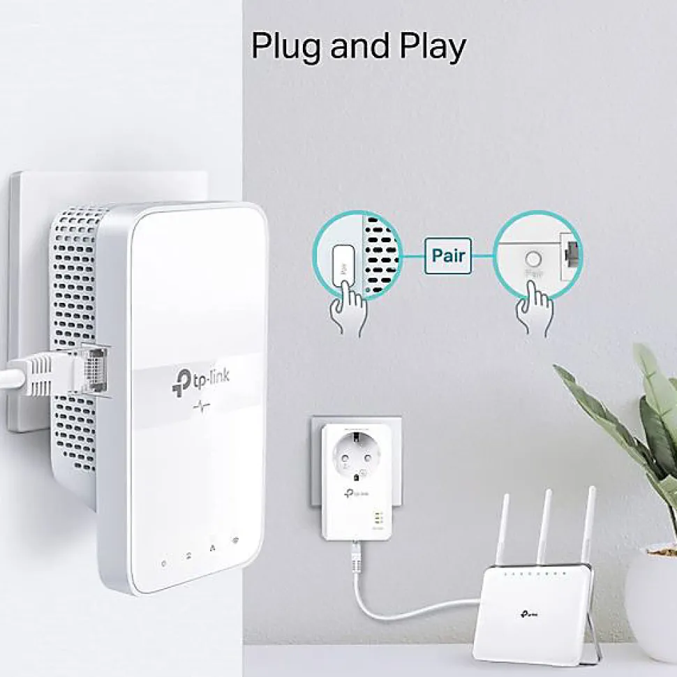 Kit 2x CPL AV1000 Gigabit WiFi AC1200 avec prise gigogne TP-Link