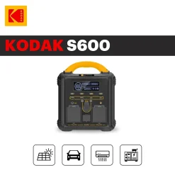 KODAK Kit Station d'Énergie Portable S600 + Panneau Solaire 120W - Batterie 551Wh - Multiports - Idéal pour Camping, Urgences