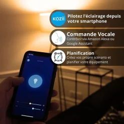 KOZii - Pack de 2 Ampoules LED connectées A60, culot E27, RVB avec télécommande connectée - KPACK2EE806GRVBCCT