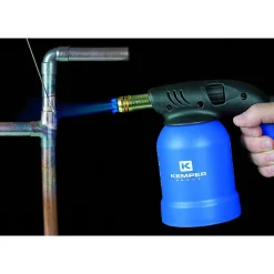 Lampe a souder Coque Acier Allumage piezo + 6 Cartouches de gaz 190gr STOP GAZ Perçables KEMPER