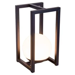 Lampe décoration LED KALI balcon terrasse table métal plastique noir LED fixes 30x16x16cm