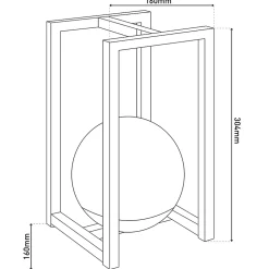 Lampe décoration LED KALI balcon terrasse table métal plastique noir LED fixes 30x16x16cm