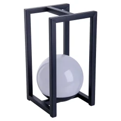 Lampe décoration LED KALI balcon terrasse table métal plastique noir LED fixes 30x16x16cm