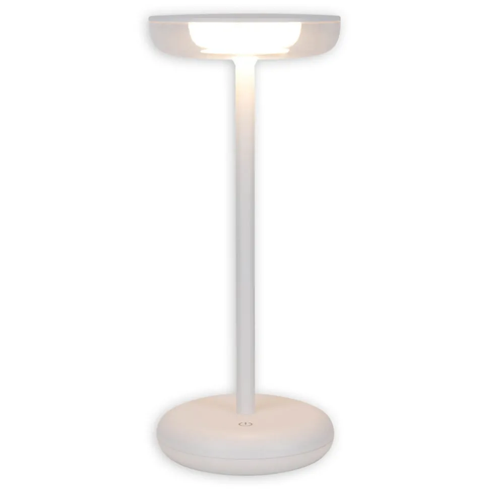 Lampe de table à accu PASI intérieur extérieur métal plastique blanc intensité variable tactile fonction mémoire hauteur 26cm