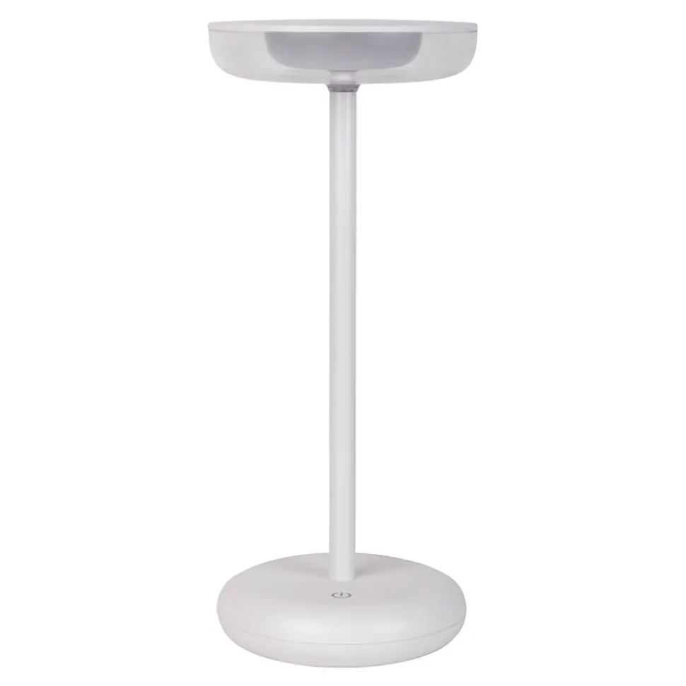 Lampe de table à accu PASI intérieur extérieur métal plastique blanc intensité variable tactile fonction mémoire hauteur 26cm