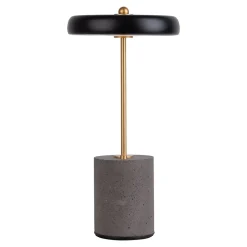 Lampe de table à accu 'SETA' noire hauteur 30 cm en métal et béton, avec LED fixe