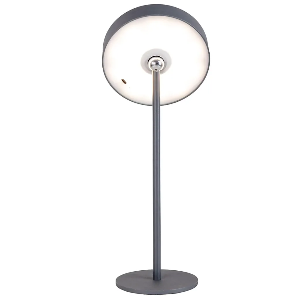 Lampe de table LED rechargeable magnétique 'ELLA' pour l'extérieur et l'intérieur, en métal et plastique gris, hauteur 35 cm