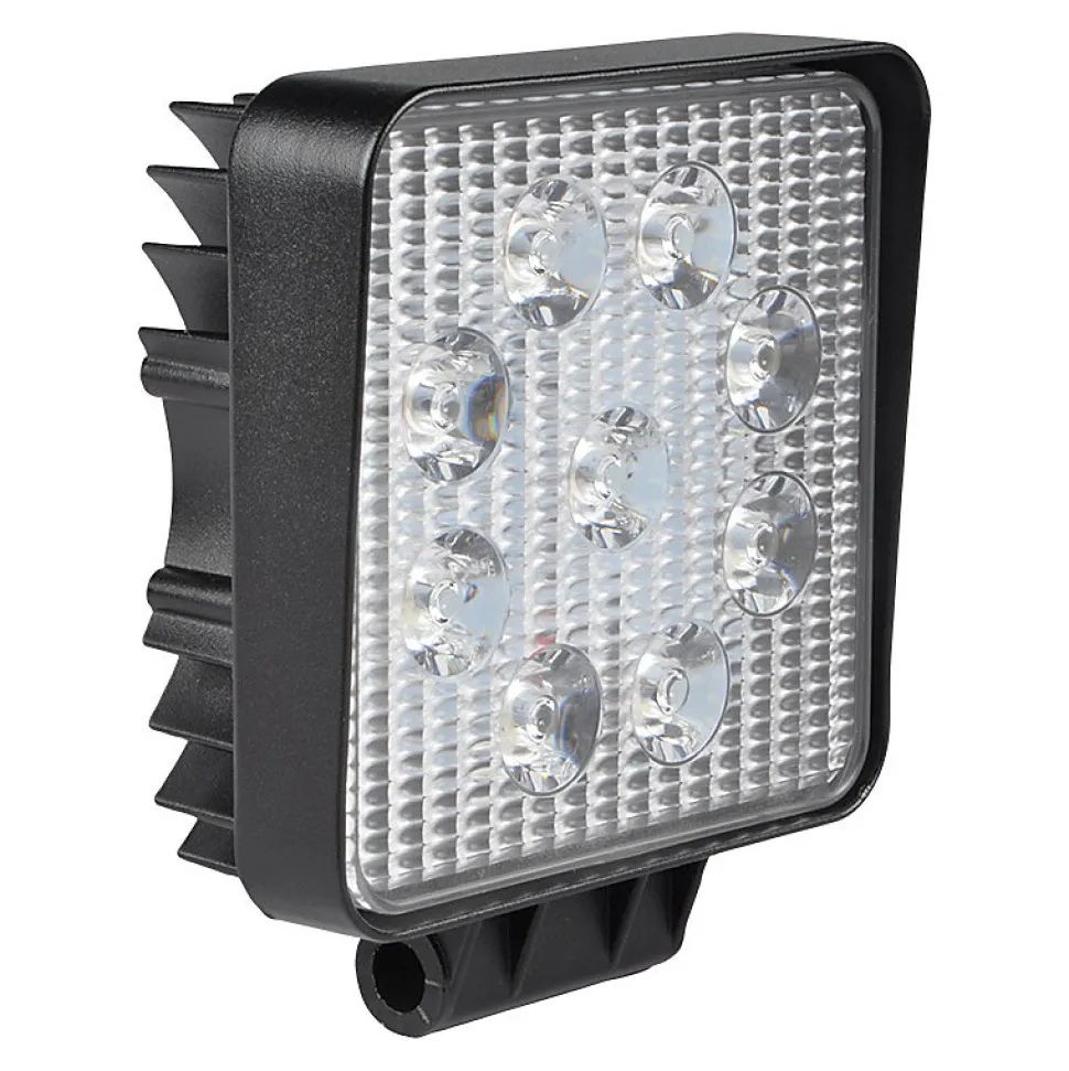 Lampe de travail carrée 12/24 V, 27 W et 1 800 lumens, IP67. Noir