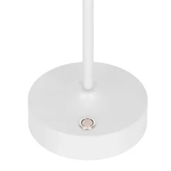 Lampe LED à accu/de table 'PINA' 30 cm de haut, en métal (blanc) et verre (blanc), LEDs intégrés, blanc chaud