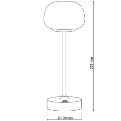 Lampe LED à accu/de table 'PINA' 30 cm de haut, en métal (blanc) et verre (blanc), LEDs intégrés, blanc chaud