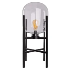 Lampe LED sur socle 'LORA' hauteur 58 cm, en métal et verre, en métal noir et verre clair, pour l'intérieur et l'extérieur