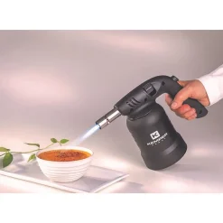 Lampe à souder à gaz Professionnelle Utilisation 360 degrés Chalumeau gaz Allumage piezo + 8 Cartouches gaz Perçables KEMPER