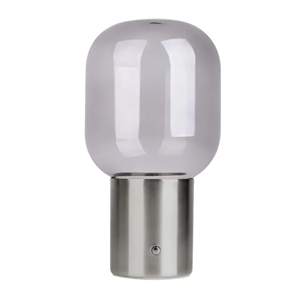 Lampe table accu ALBERO métal chromé verre LED fixes dimmable capteur tactile hauteur 25cm
