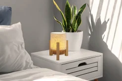 Lampe table accu MADITA H 19cm blanc naturel LED intégrée intensité variable capteur tactile
