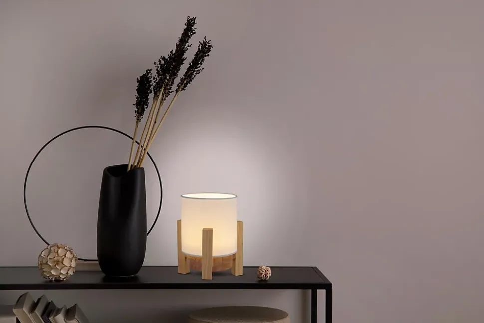 Lampe table accu MADITA H 19cm blanc naturel LED intégrée intensité variable capteur tactile