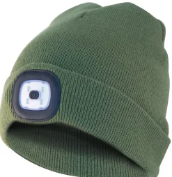 LIGHTHOUSE : Bonnet avec frontale LED rechargeable. Vert