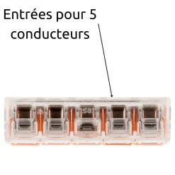 Lot de 3 bornes de raccordement S221 - 5 conducteurs avec leviers 6mm² - Wago