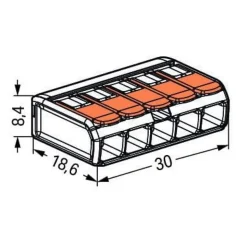 Lot de 3 bornes de raccordement S221 - 5 conducteurs avec leviers 6mm² - Wago