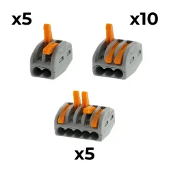 Lot de 20 bornes 2/3/5 entrées série 222 - Wago