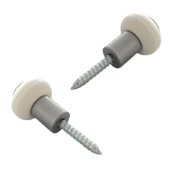 Lot de 2 butoirs acier gris et bague amortisseur blanche. Diamètre 30mm & hauteur 37mm. MADE IN FRANCE