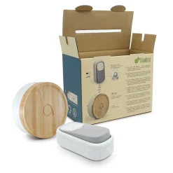 Lot de 2 Carillons et 2 boutons sans fil sans pile Bamboo