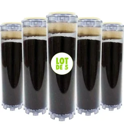 Lot de 5 Cartouches au Charbon Actif 9 pouces 3/4 - Elimination du Chlore / Mauvais Goût et Odeurs pour l'Eau de Boisson