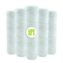 Lot de 5 Cartouches Bobinée Filtre à Eau Anti Sédiments 9 pouces 3/4 - 5 microns Compatibles Filtre 10 pouces