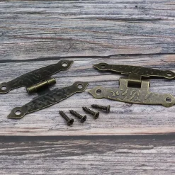Lot de 10 charnières métalliques vintage avec vis, charnières antiques en forme de H, bronze