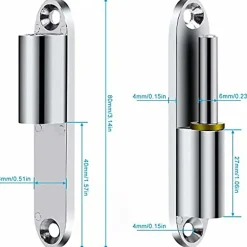 Lot de 2 charnières à visser en acier inoxydable pour portes, boîtes, abris de jardin, fenêtres, 80 mm