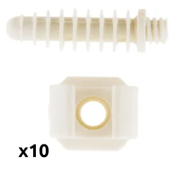 Lot de 10 clips avec chevilles diamètre 16mm - Blanc - Zenitech