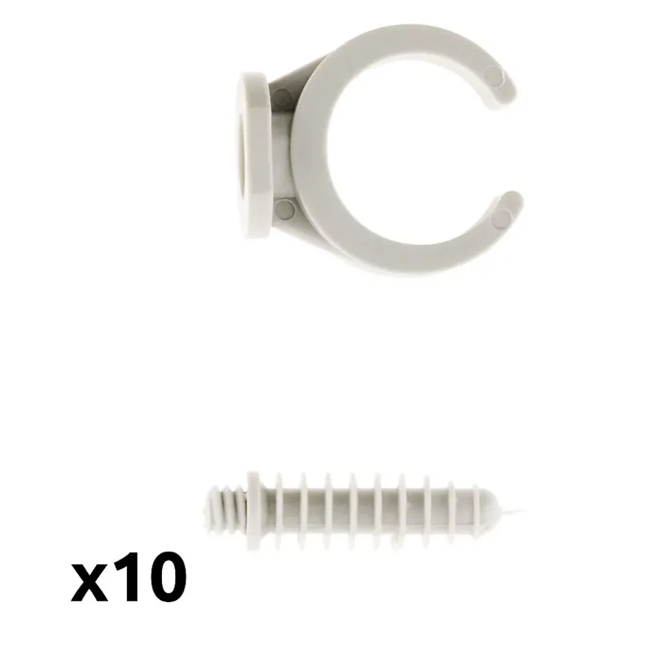 Lot de 10 clips avec chevilles diamètre 25mm - Gris - Zenitech