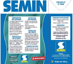 Lot de 2 Colle en Poudre pour Papiers Peints Vinyls et Intissés Semin, Boite de 300 g