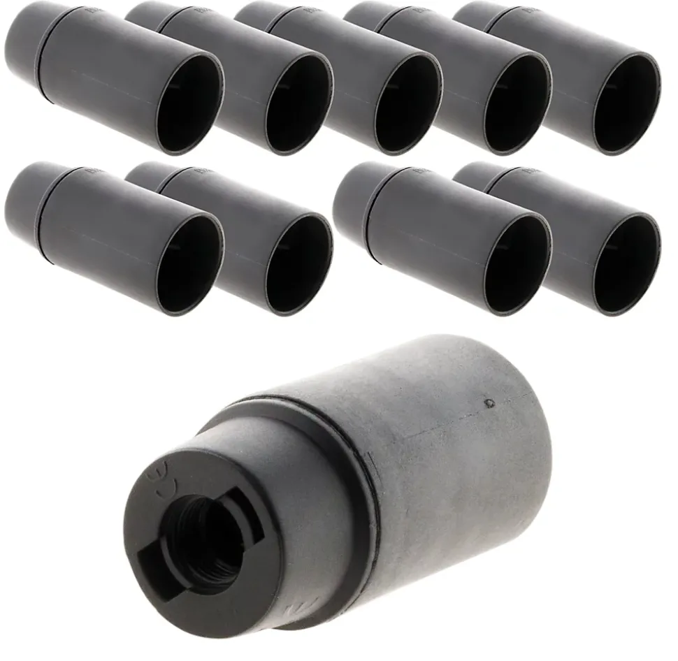 Lot de 10 douilles lisses sans bague E14 - Noir - Zenitech