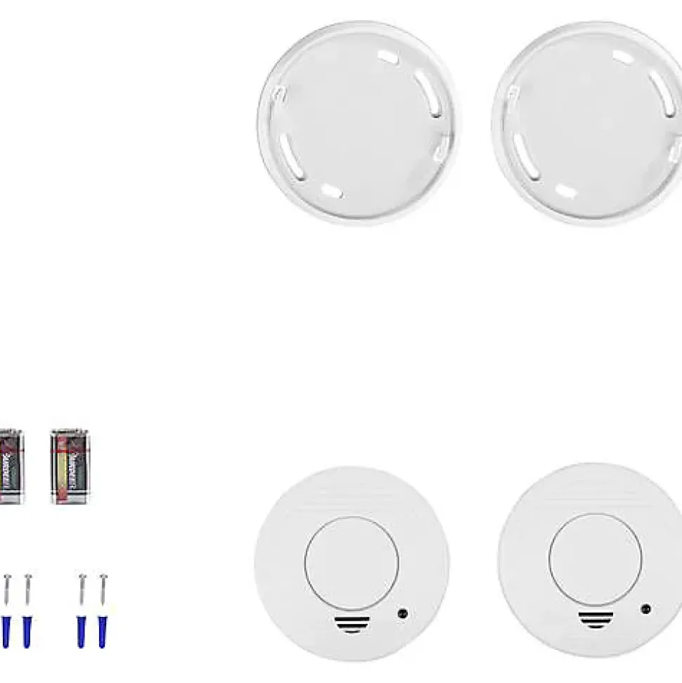 Lot de 2 détecteurs de fumée Smartwares RM250, photoélectrique, alarme 85 dB.