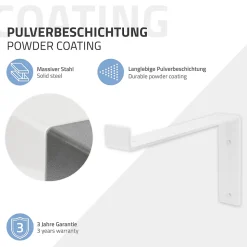 Lot de 2 Equerres d'Etagere murale support robuste en métal blanc