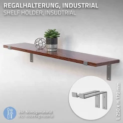Lot de 2 Equerres d'Etagere murale support robuste en métal gris