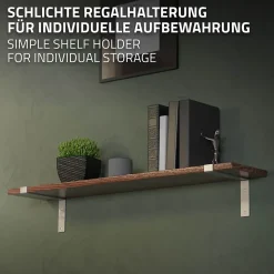 Lot de 2 Equerres d'Etagere murale support robuste en métal gris